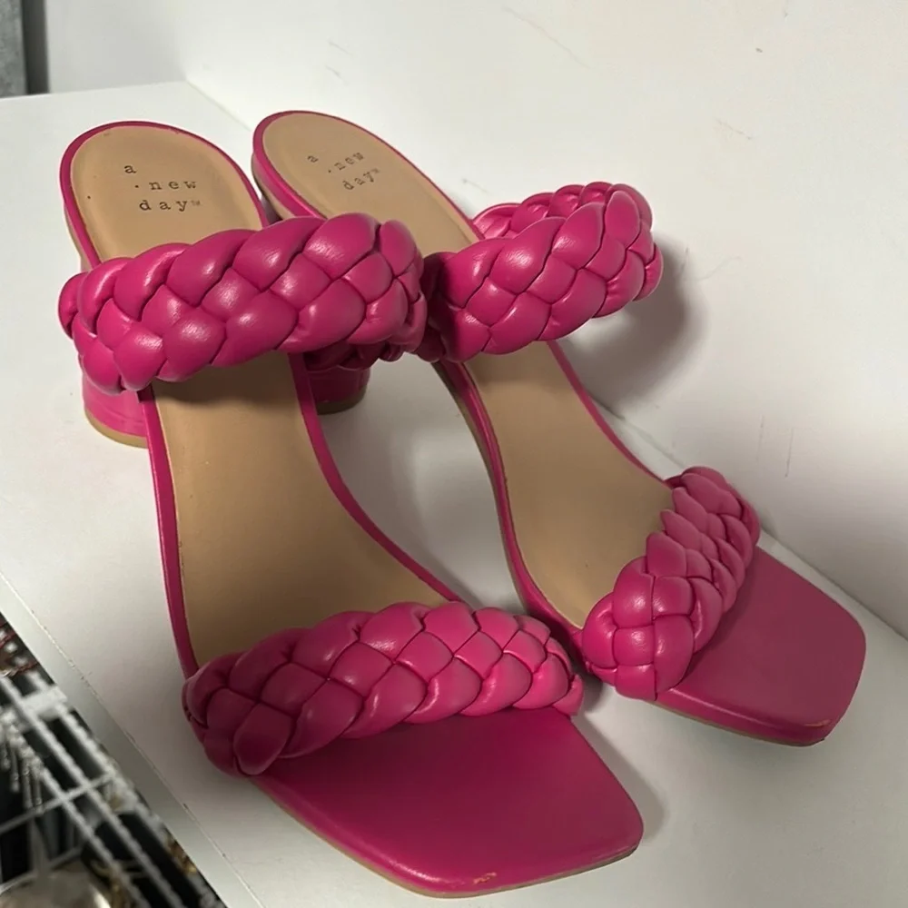 A New Day Women's Pink Braided Heeled Sandals - Picture 3 of 4